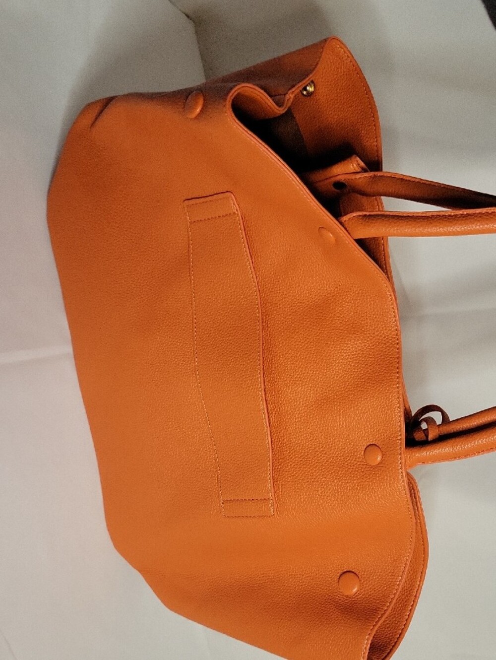 Orange Pebbled Tote with Ring Accent - Picture 5 of 8
